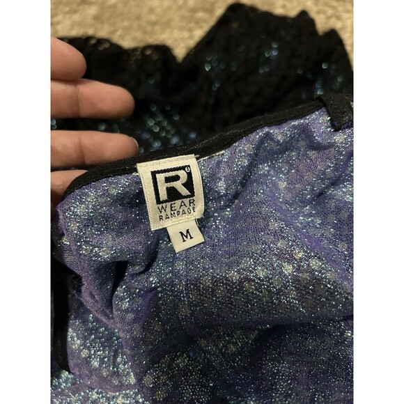 Vintage Y2K Rampage Black Fishnet Fitted Whimsigoth Mermaid Layered Slip Dress - Picture 6 of 15